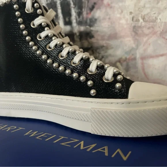 NEVER WORN STUART WEITZMAN Pearl Laced High-Top Sneaker - Picture 6 of 14